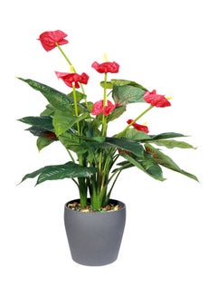 Generic Premium Quality Artificial Anthurium Faux Plant Tropical Tree With Decorative Vase For Home, Hotel, Office Decoration Multicolour 90cm  - Image 2