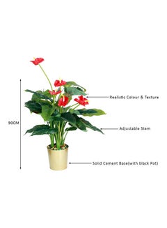 Generic Premium Quality Artificial Anthurium Faux Plant Tropical Tree With Decorative Vase For Home, Hotel, Office Decoration Multicolour 90cm  - Image 3