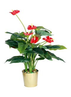 Generic Premium Quality Artificial Anthurium Faux Plant Tropical Tree With Decorative Vase For Home, Hotel, Office Decoration Multicolour 90cm  - Image 1