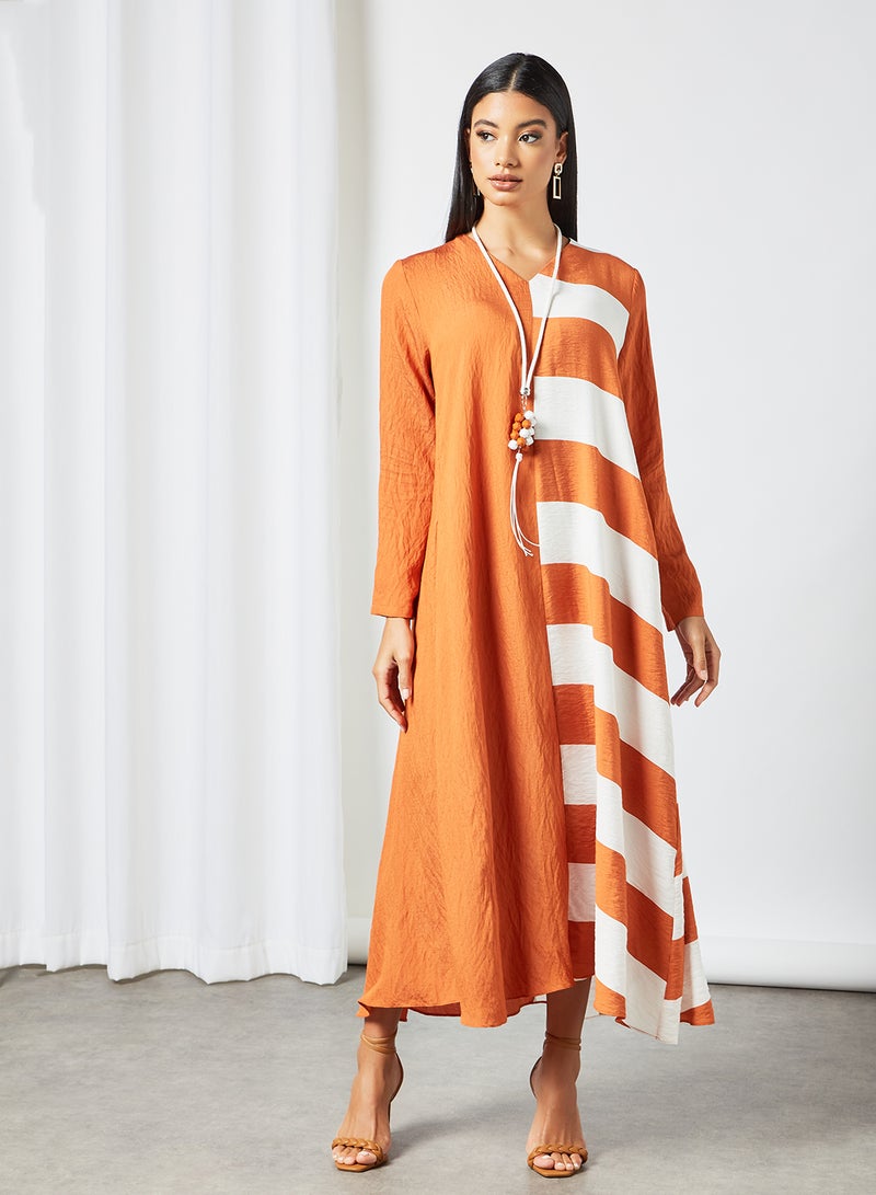 Ornament Striped Jalabiya Orange/White - v1630826880/N49748728V_1