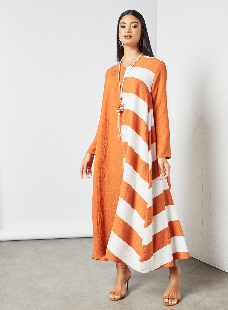 Ornament Striped Jalabiya Orange/White - v1630826880/N49748728V_3