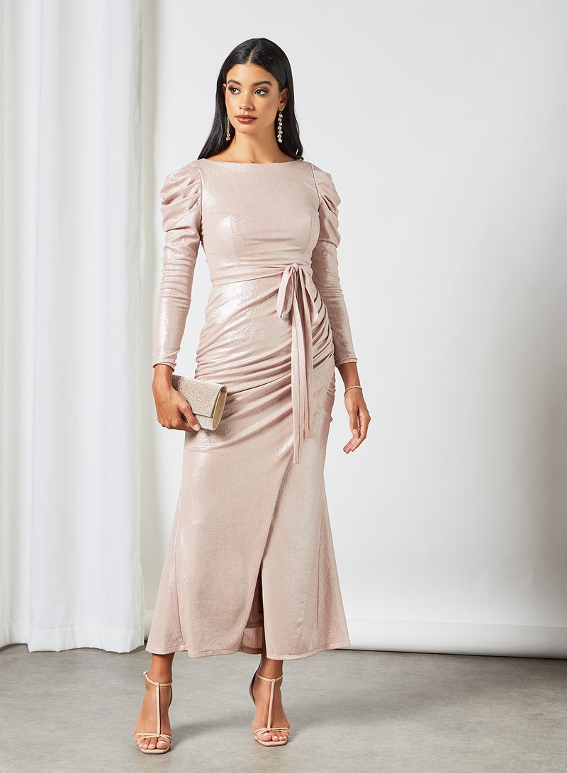 Zoey - Wrap-Over Bar Dot Dress Pink - Image 1