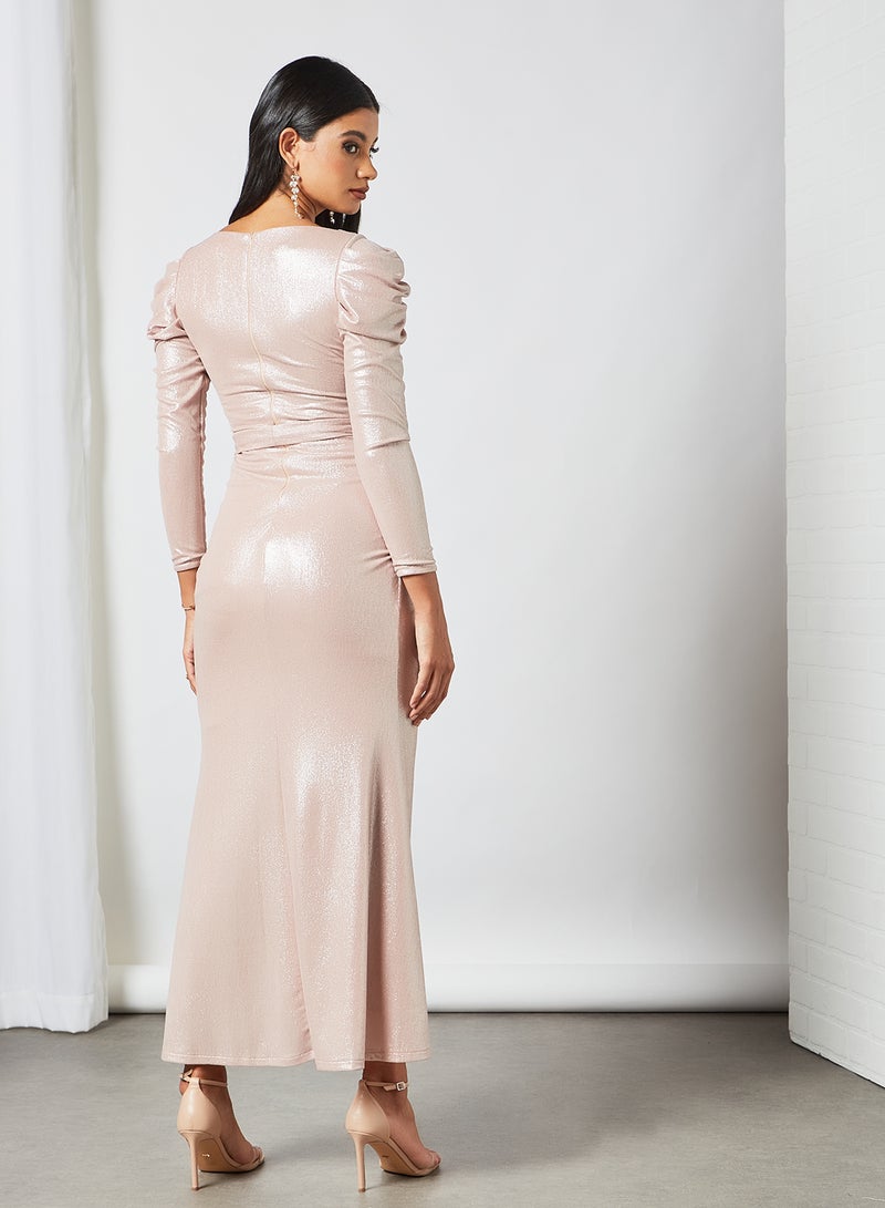 Zoey - Wrap-Over Bar Dot Dress Pink - Image 1