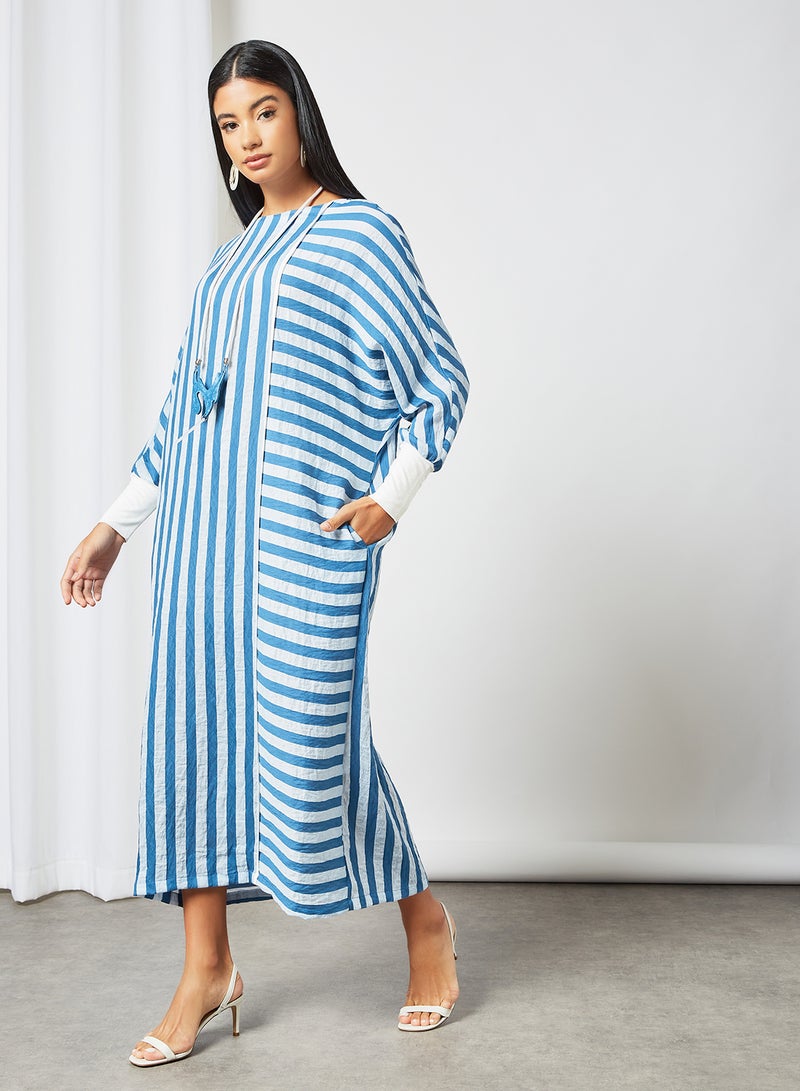 Zoey - Ornament Striped Jalabiya Blue - Image 1