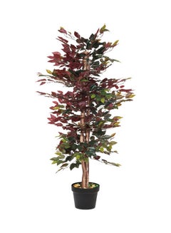 Generic Ficus Tree Faux Artificial Plant With Natural Trunk For Decoration Red/Green 150cm  - Image 1