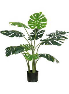 Generic 10-Leaves Artificial Premium Monstera Deliciosa Plant For Home, Hotel, Office Decoration Green 100cm  - Image 1