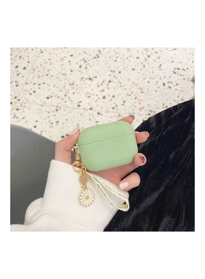 Generic - BT Headset Cover Compatible with Air-Pods-Pro-3 Shock-absorbing Soft Silicone Protective Box with Keychain Green - Image 1