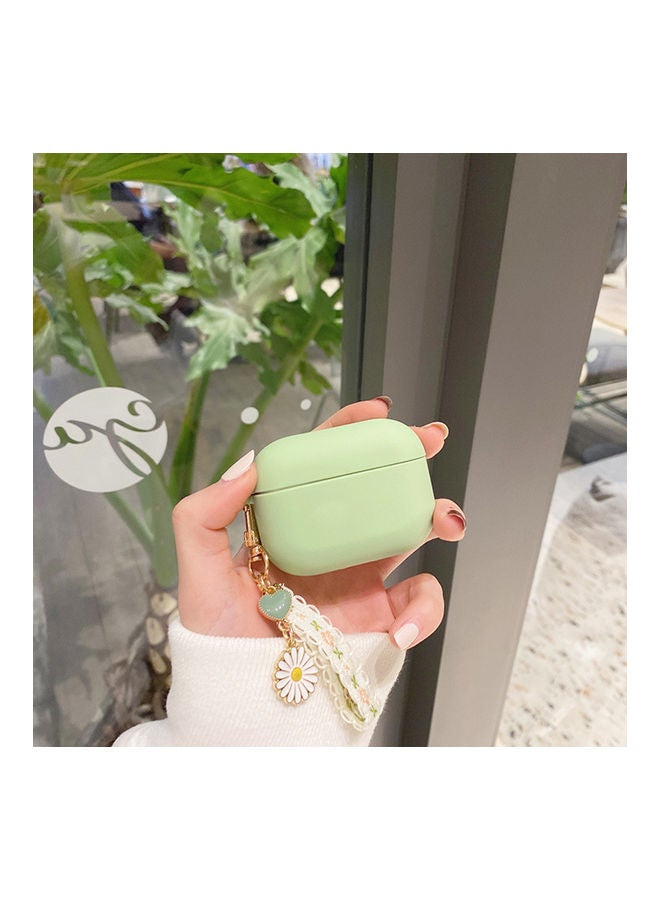 Generic - BT Headset Cover Compatible with Air-Pods-Pro-3 Shock-absorbing Soft Silicone Protective Box with Keychain Green - Image 1