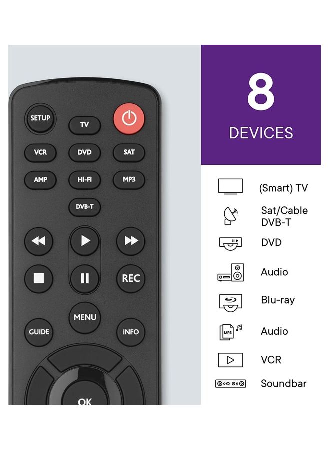 ICS One For All Contour 8 Universal Remote Control Black - Image 2