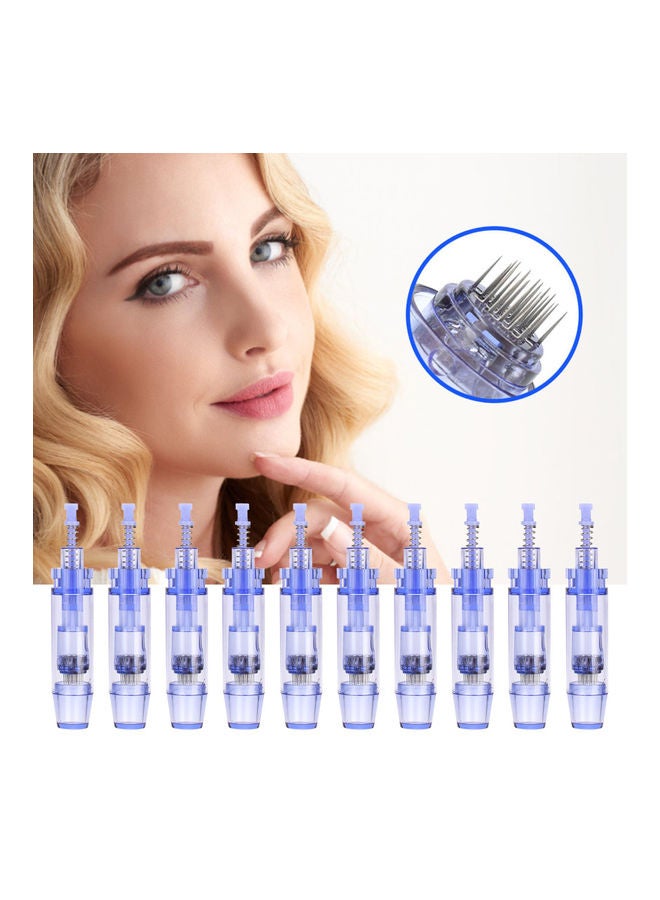 Generic - 10-Piece Replaceable Cartridges Skin Derma Needles for Microneedling Pen 24 Pin Cartridge Blue 14.5 x 4.5 x 9.5cm - Image 1