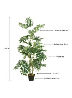 Generic Areca Faux Artificial Plant Dypsis Lutescens Plant 03 Trunks With 40 Branches For Decoration Green 140cm  - Image 5