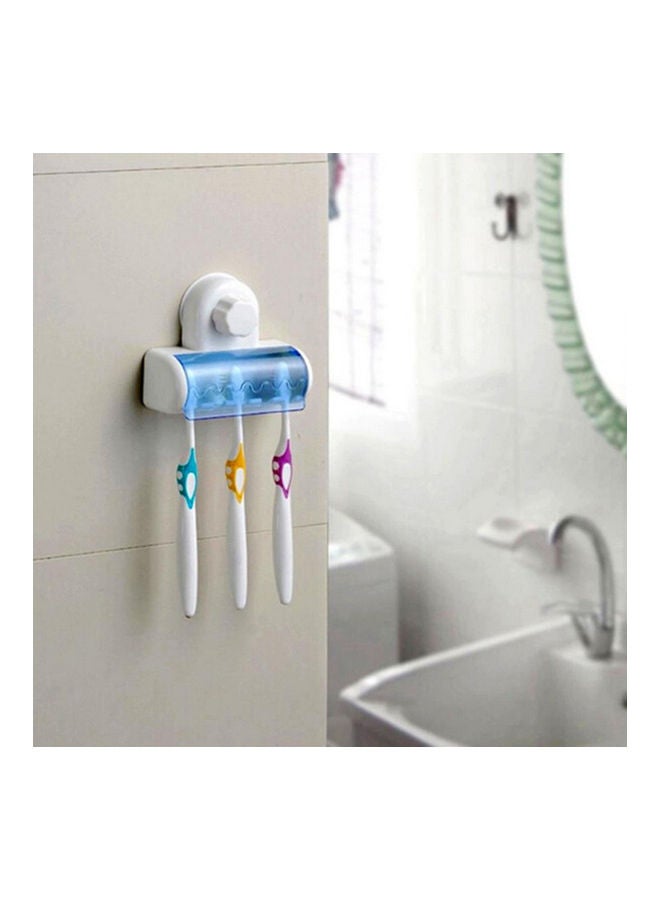 Wall Mounted 5 Slots Dustproof Toothbrush Holder White/Blue 12 x 10 x 4cm - Image 2