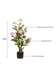 Generic Camellia Faux Artificial Plant For Decoration Pink/Green 80cm  - Image 5