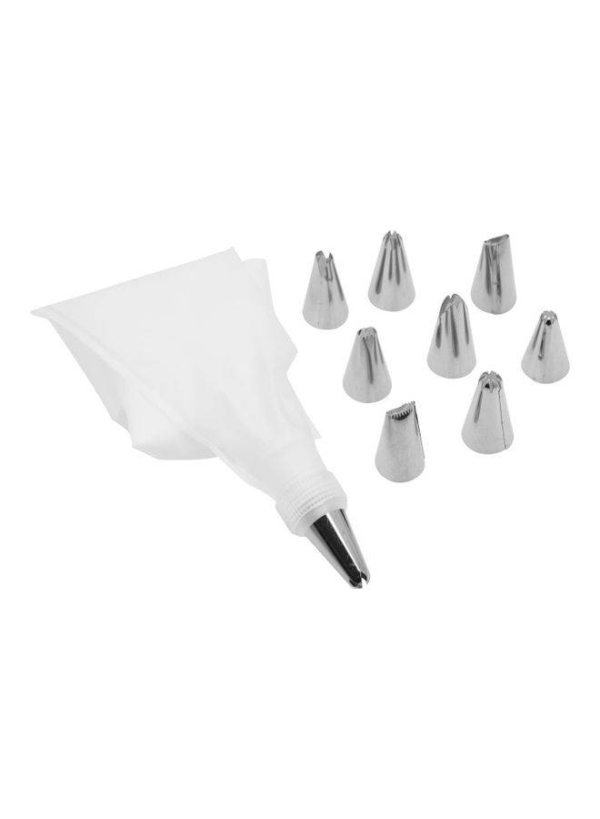 Icing Bag Set With 8 Nozzles White/Silver 22cm - v1630839150/N50636760A_2