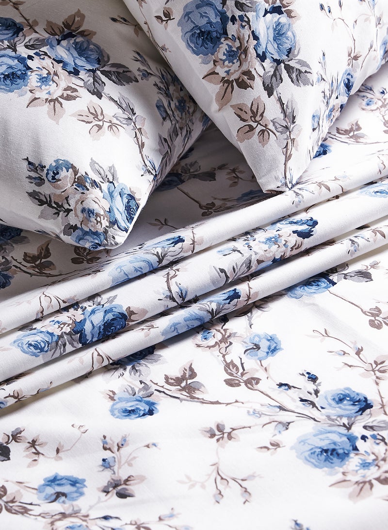 RISHAHOME 3-Piece Printed Queen Size Bedsheet Set Cotton Multicolour 240x254cm  - Image 3