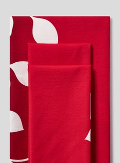 RISHAHOME 3-Piece Printed 180 TC Queen Size Bedsheet Set Cotton Red/White 240x254cm  - Image 2