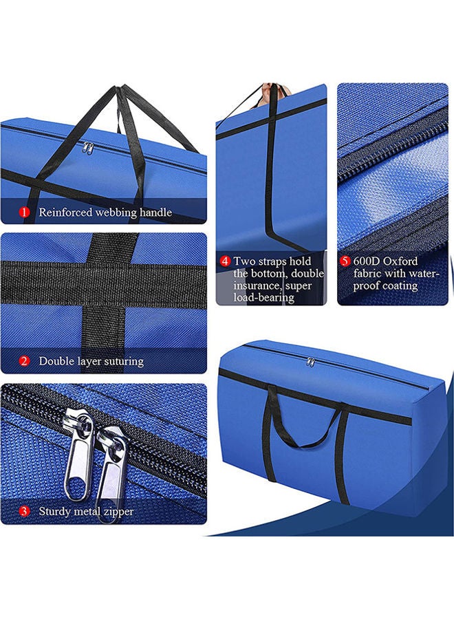Foldable Oxford Material Storage Bag Organizer With Zips Reinforced Blue 90x48x28cm  - Image 3