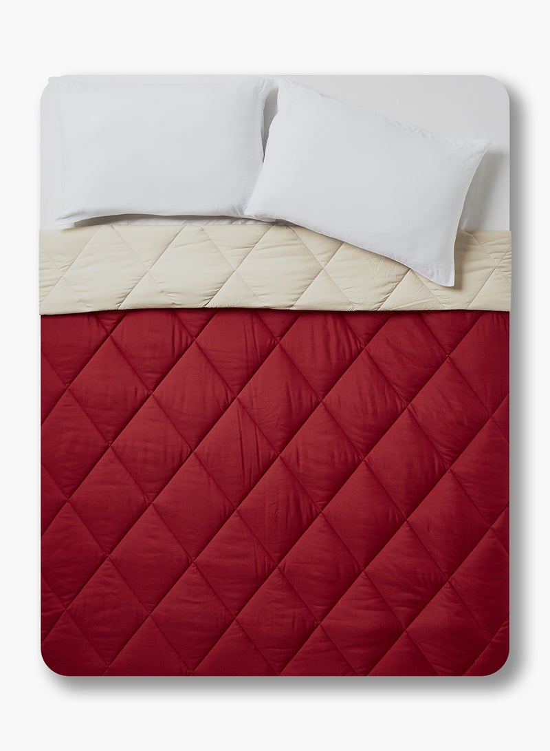 Amal - Comforter King Size All Season Everyday Use Bedding Set Extra Soft Microfiber Single Piece Reversible Comforter   Red/Beige Polyester Red/Beige - Image 1