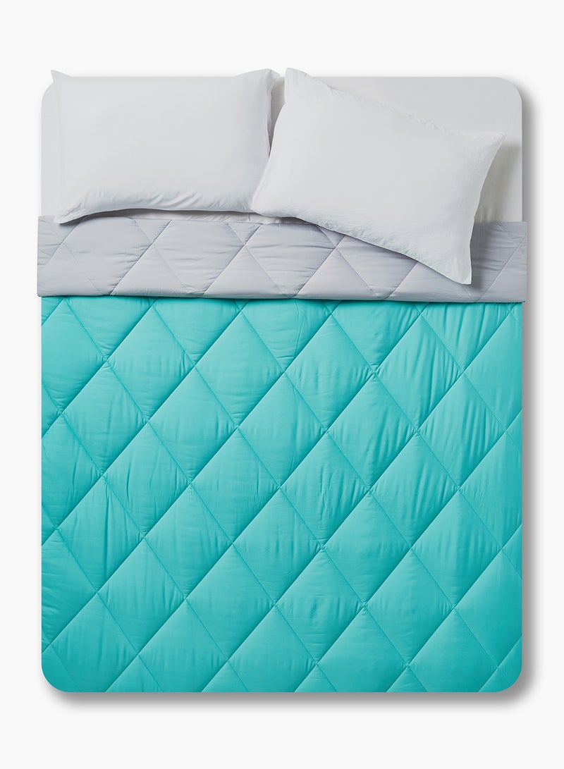 Amal - Comforter Queen Size All Season Everyday Use Bedding Set Extra Soft Microfiber Single Piece Reversible Comforter   Aquifier/Grey Polyester Aquifier/Grey 150 x 220cm - Image 1