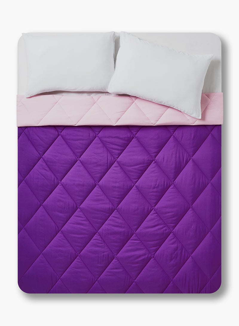 Amal - Comforter Queen Size All Season Everyday Use Bedding Set Extra Soft Microfiber Single Piece Reversible Comforter   Purple/Blush Polyester Purple/Blush - Image 1
