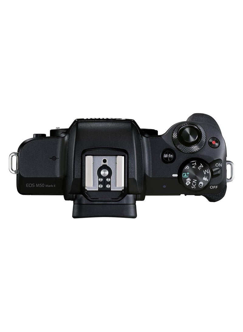 كانون - مجموعة EOS M50 Mark II + Ef-M مقاس 15-45 مم باللون الأسود - Image 1