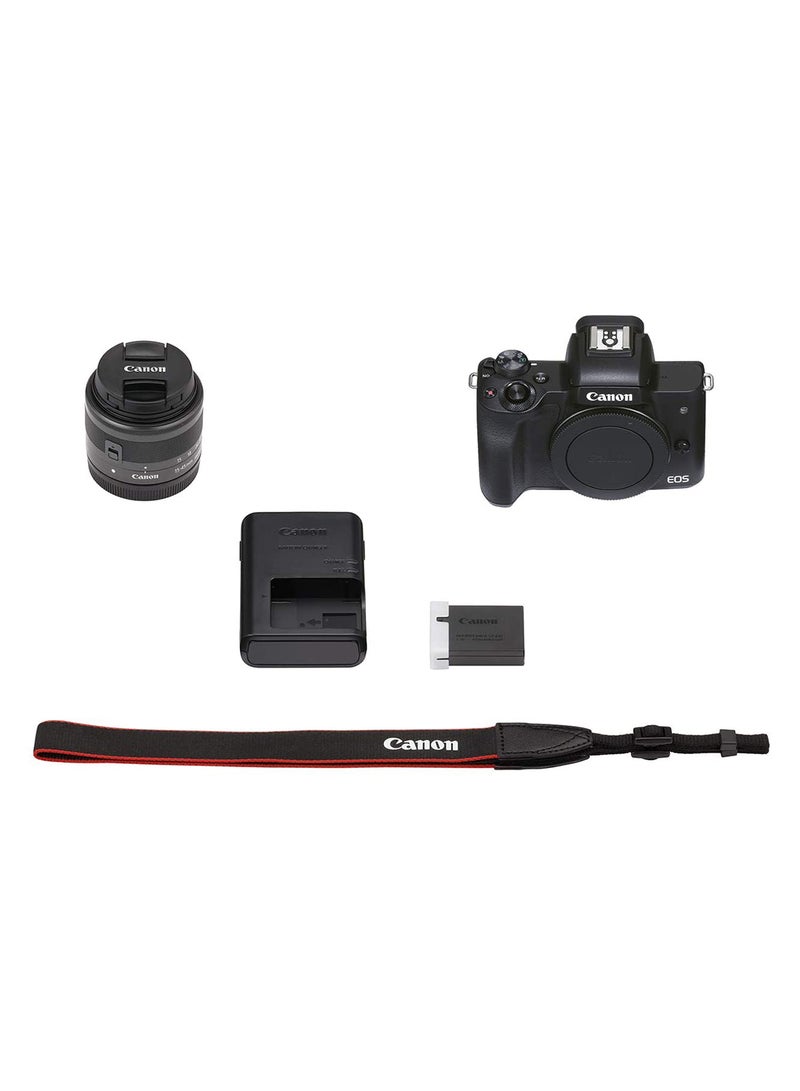 كانون - مجموعة EOS M50 Mark II + Ef-M مقاس 15-45 مم باللون الأسود - Image 1