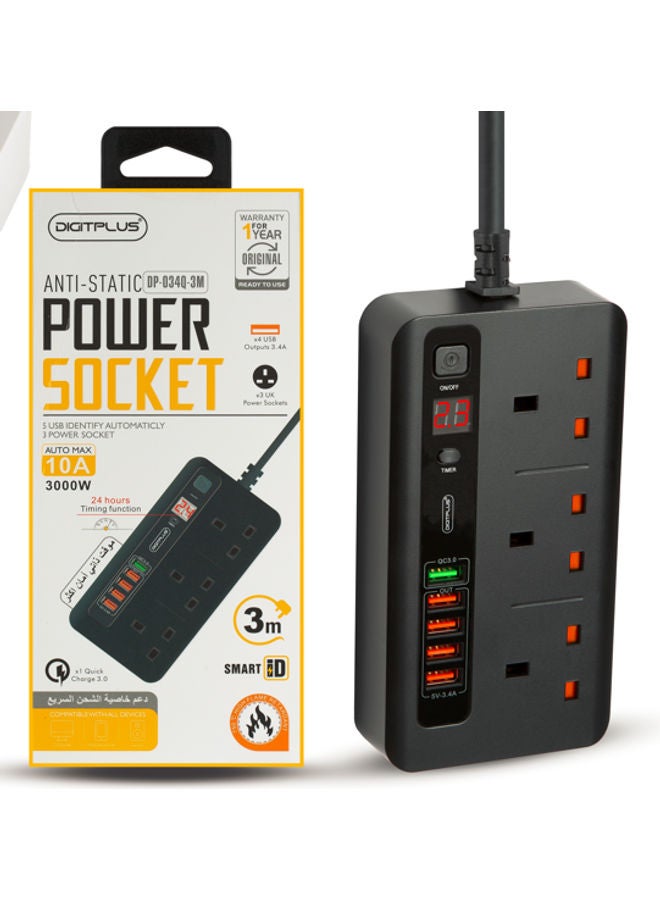 Power Socket Black 13cm