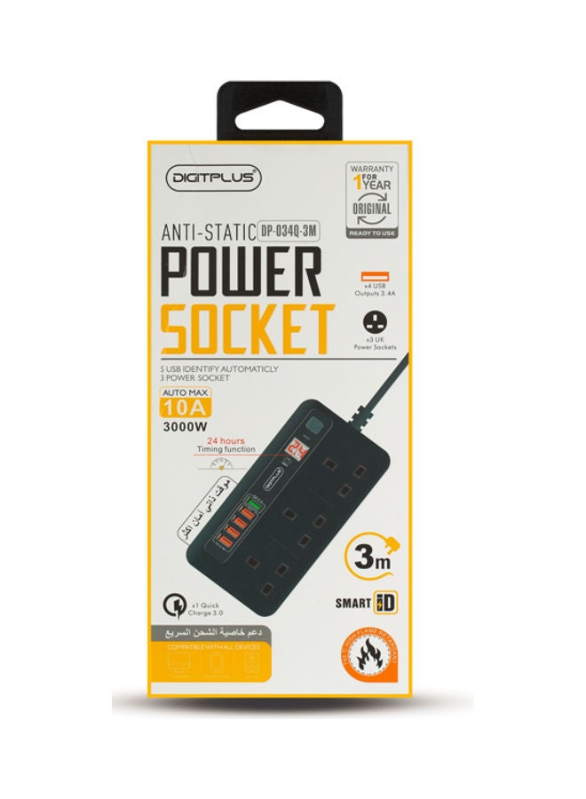 Power Socket Black 13cm