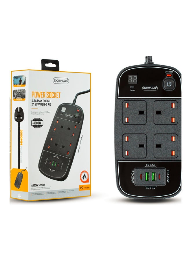 Digitplus Power Socket Black 15cm  - Image 2