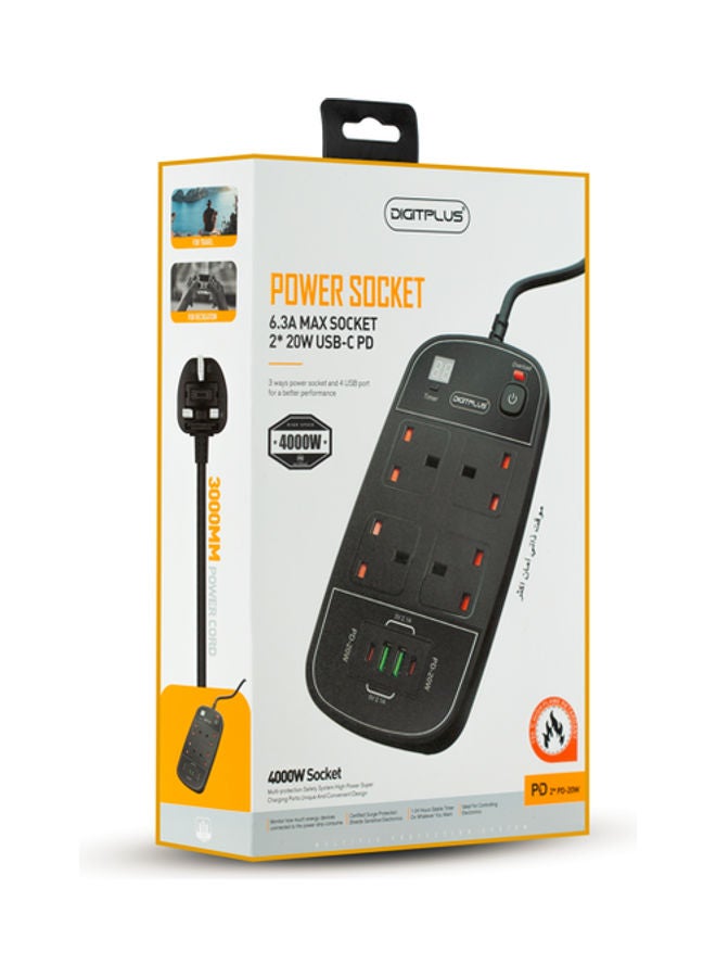 Digitplus Power Socket Black 15cm  - Image 3