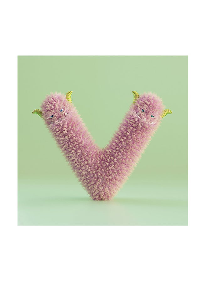 English Letters V MDF Wall Art Multicolour 30 X 30cm - Image 1