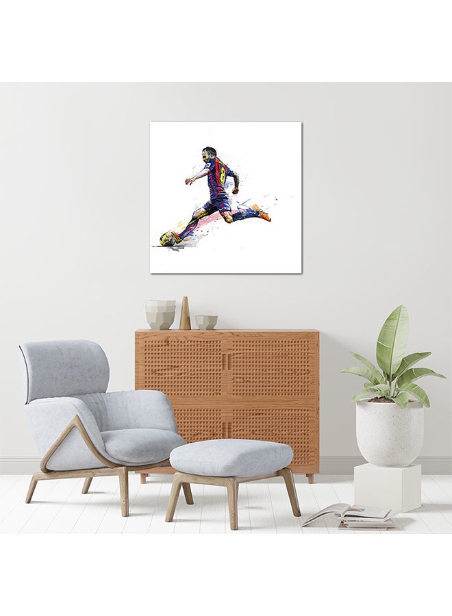 Iniesta Barcelona MDF Wall Art Multicolour 30 X 30cm - Image 2