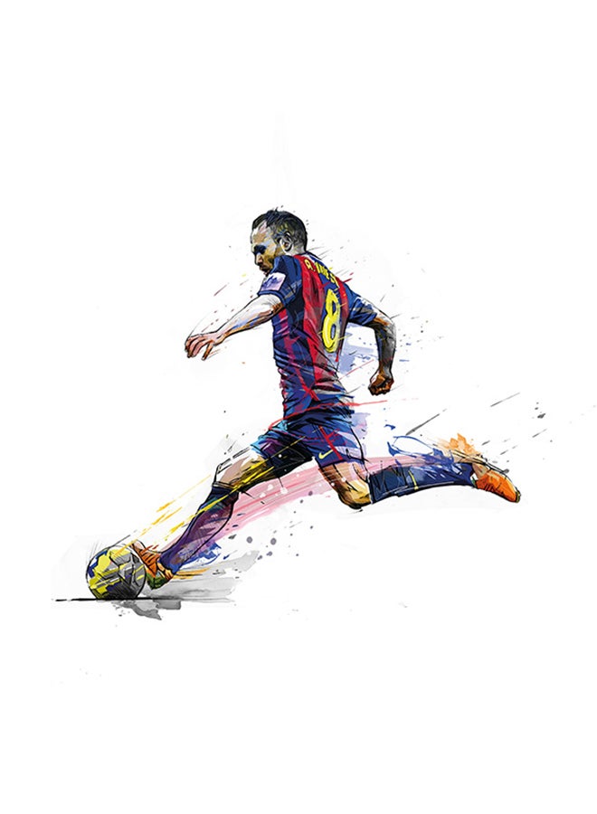 Iniesta Barcelona MDF Wall Art Multicolour 30 X 30cm - Image 1