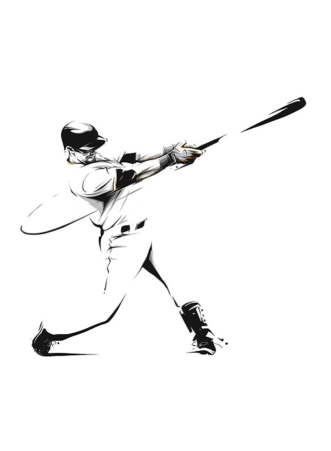 Baseball Player MDF Wall Art Multicolour 30 X 30cm - Image 1