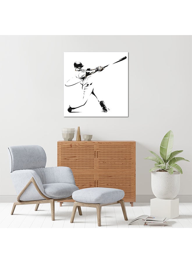 Baseball Player MDF Wall Art Multicolour 30 X 30cm - Image 2