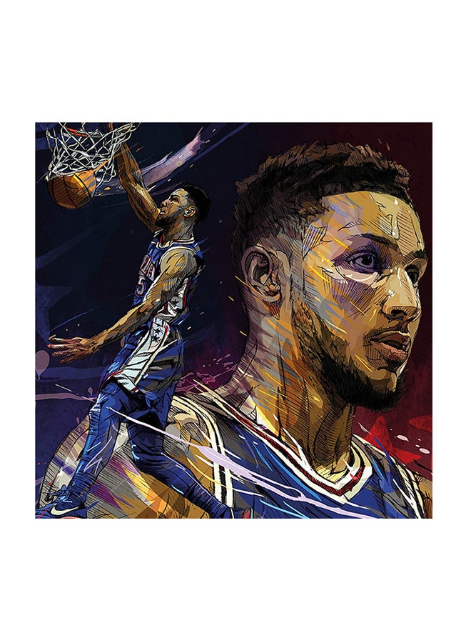Ben Simmons Basketball Player MDF Wall Art Multicolour 30 X 30cm - Image 1