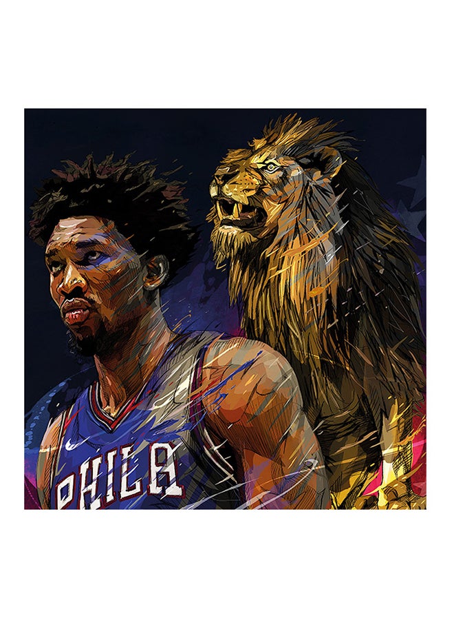 Joel Embiid Basketball Player MDF Wall Art Multicolour 30 X 30cm - Image 1
