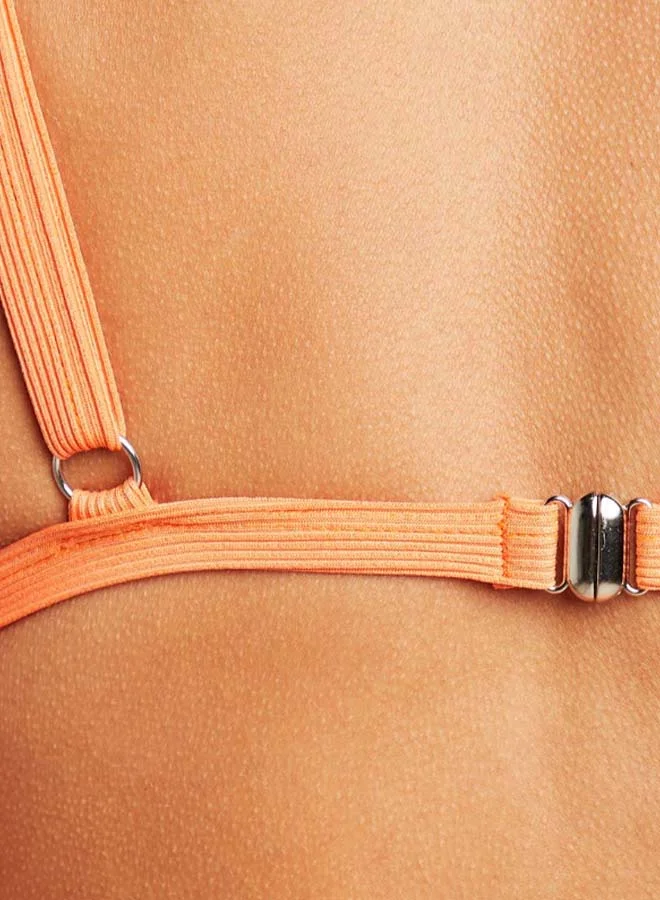 Closet By Styli Rib Solid Pattern Bikini Top Orange