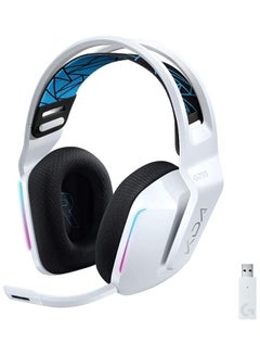 Logitech G733 K/DA LIGHTSPEED Wireless Gaming Headset, LIGHTSYNC RGB, Blue VO!CE Mic, PRO-G Audio, DTS Headphone:X 2.0, Official League of Legends Gaming Gear, Compatible with PC/PlayStation - White