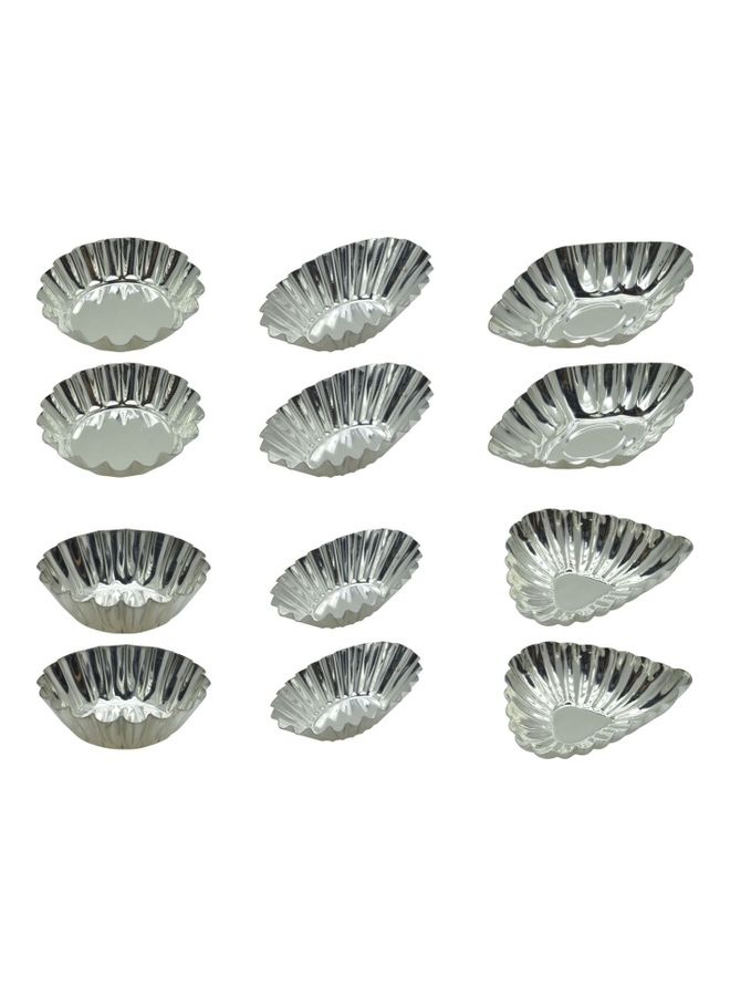 RK 12-Piece Tart Mould Set Silver 14cm - Image 3