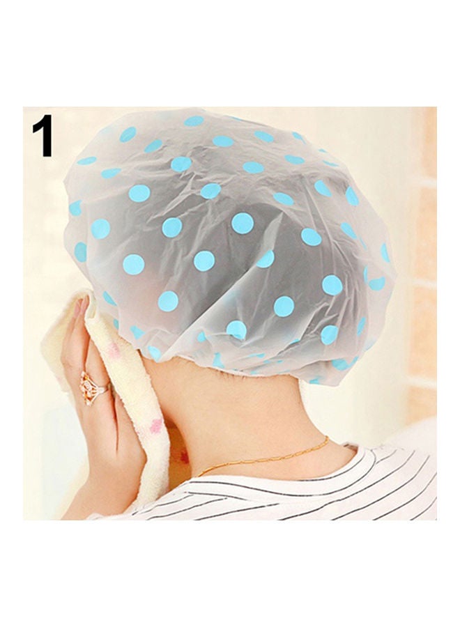 Lovely Dots Thickened Waterproof Transparent Shower Cap Blue 19.9 X 13.15 X 3cm - Image 1