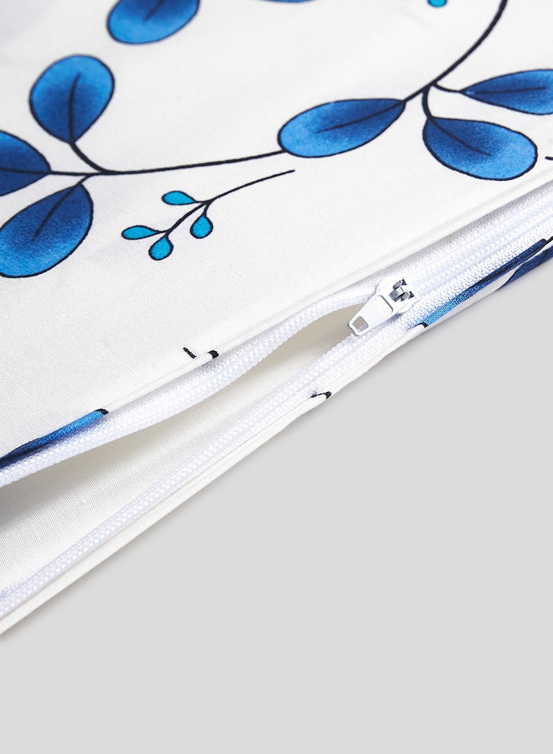 RISHAHOME 6-Piece Double Size Duvet Cover Set Cotton White/Blue - Image 4