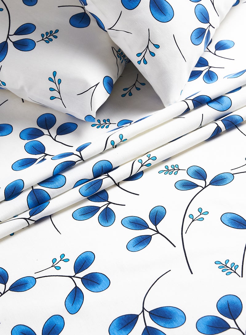 RISHAHOME 6-Piece Double Size Duvet Cover Set Cotton White/Blue - Image 3