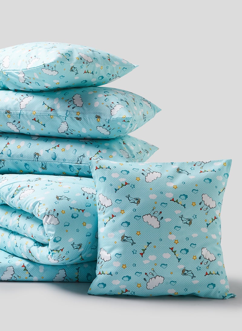 RISHAHOME 6-Piece King Size Comforter Set Cotton Blue/White  - Image 2