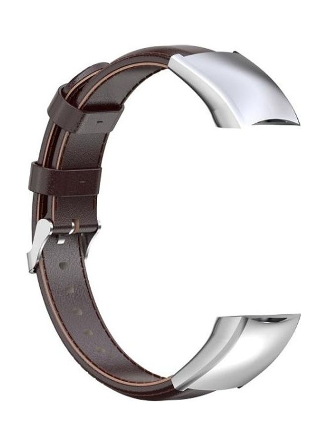 BGM Oil Wax Leather Wristband For Huawei Honor 4 & 5 Coffee/Silver - Image 1