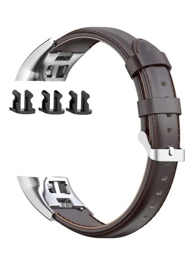 BGM Oil Wax Leather Wristband For Huawei Honor 4 & 5 Coffee/Silver - Image 2