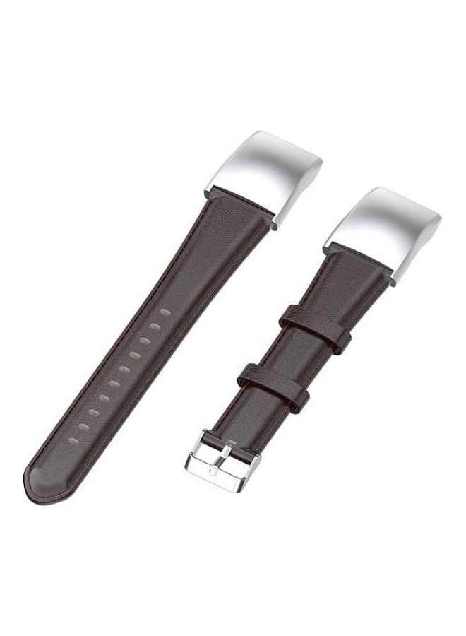 BGM Oil Wax Leather Wristband For Huawei Honor 4 & 5 Coffee/Silver - Image 3