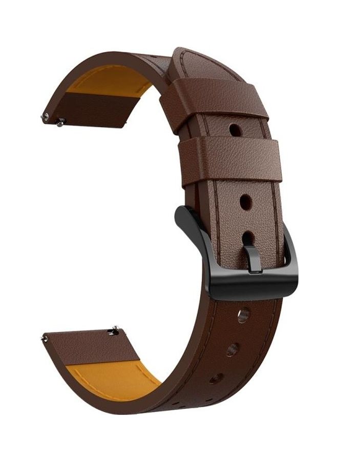 BGM Round Hole Line Leather Replacement Strap Watchband For Samsung Galaxy Watch 3 45mm Brown/Black - Image 1