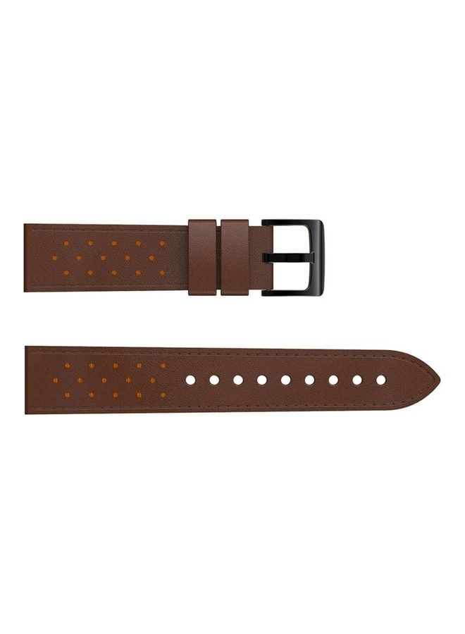 BGM Round Hole Line Leather Replacement Strap Watchband For Samsung Galaxy Watch 3 45mm Brown/Black - Image 4