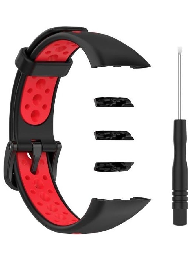 BGM Replacement Silicone Watchband For Huawei Band 6/Honor Band 6 Black/Red - Image 1